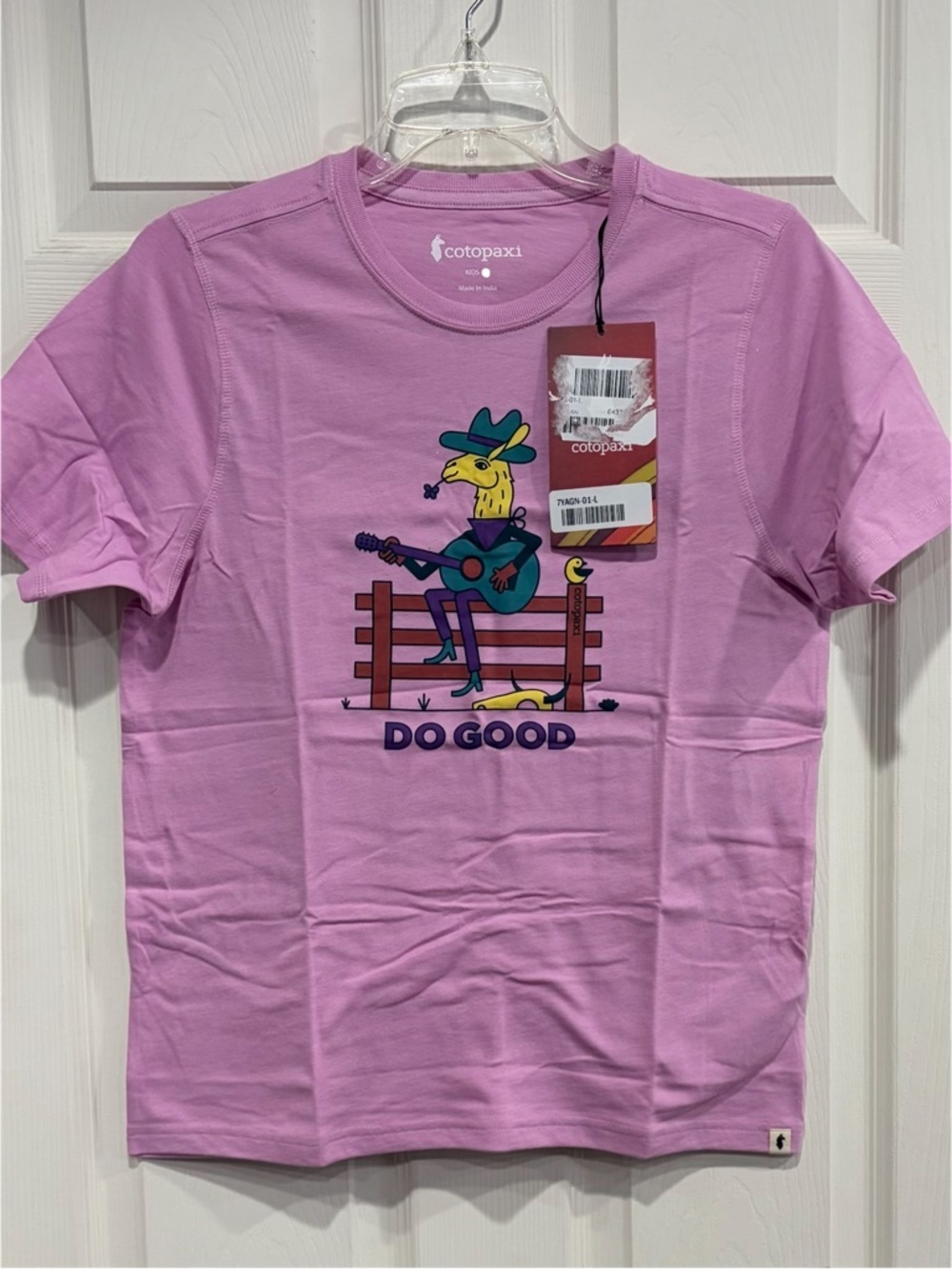 Cotopaxi Big Girls Lone XL Llama T-Shirt Pink Purple NWT Organic Cotton Blend
